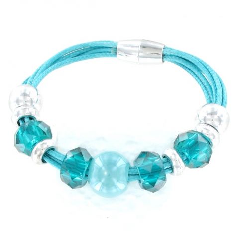 Bracelet perles turquoises et argentées