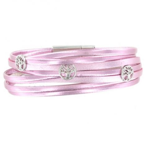 Bracelet multirangs rose motifs arbre de vie