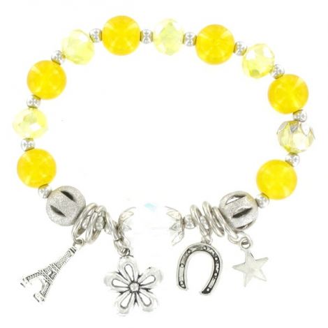 Bracelet élastique perles jaune