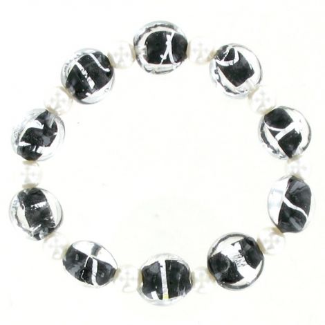 Bracelet élastique perles de verre incrusté