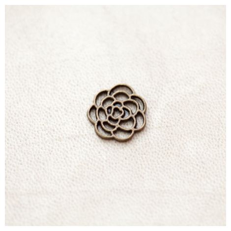 Breloque Fleur Rose 16mm Filigrane Bronze vieilli