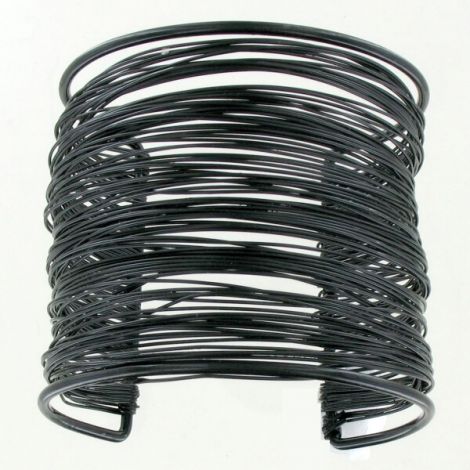 Bracelet manchette en fil métal noir