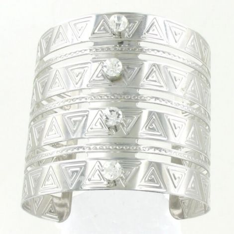 Bracelet manchette en métal argenté