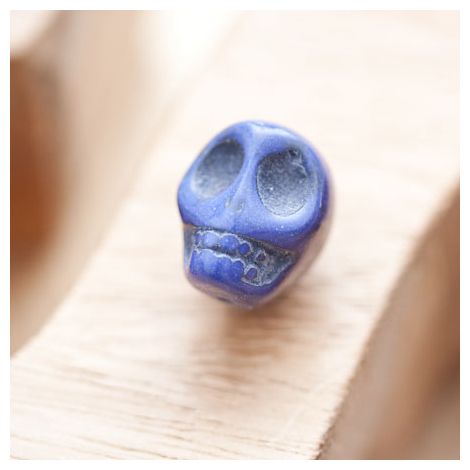 Perle de gemme 18mm Tête de mort Bleu foncé