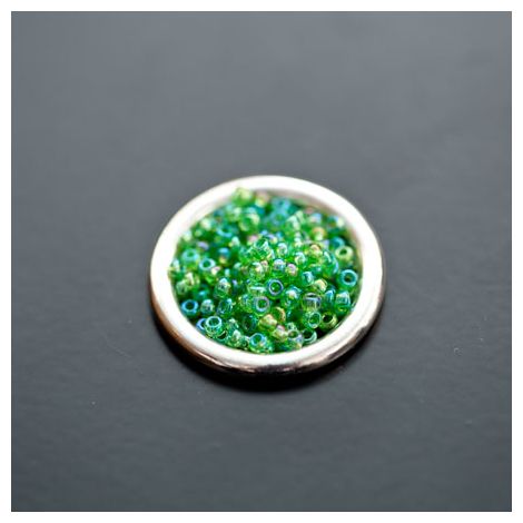 Perle de Rocaille 2mm Verre Vert Gazon Transparent
