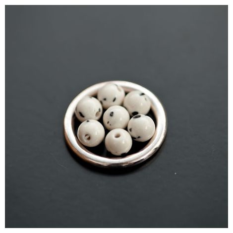 Perle de Turquoise Synthétique Rond 6mm Blanc Dalmatien