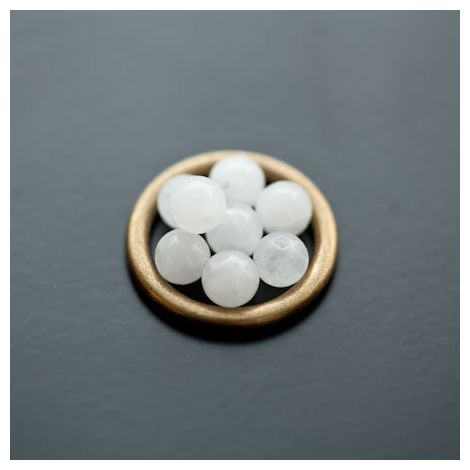 Perle en Gemme 6mm Blanc Translucide