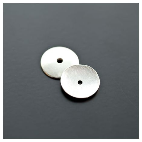 Perle en métal Ronde 15mm Plate Argent vieilli