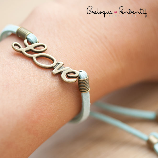 diy creation bijoux bracelet love suédine